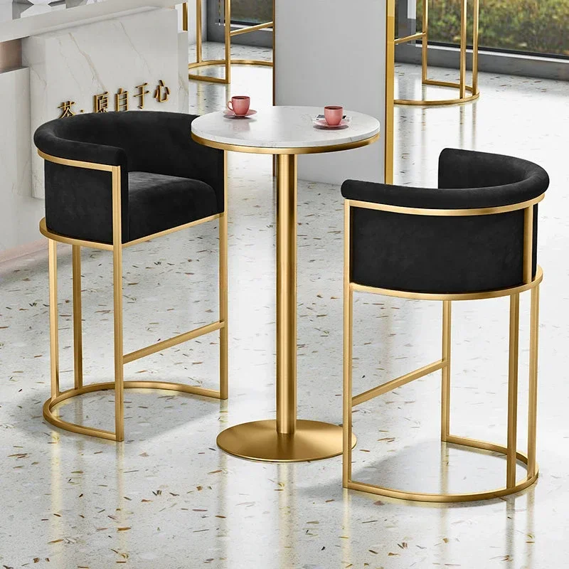 Luxury Black Soft Velvet Casting Iron Golden Metal Armchair Living Room Chair Bar Chair Dresser Coffee Leisure Bar Stool