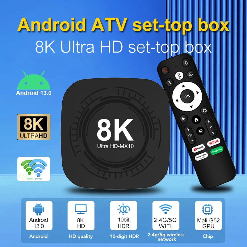 Android Smart TV Box RK3528 MX10 8K PRO Mali-450 Quad Core ARM Cortex A53 8K Media Player BT5.4 Super Box