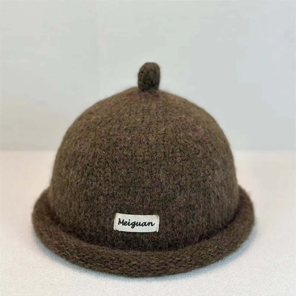 Fashion Solid Color Knitted Beanies Cap Rolled Edge Multifunction Melon Skin Hat Hip Hop Keep Warm Pacifier Cap Women