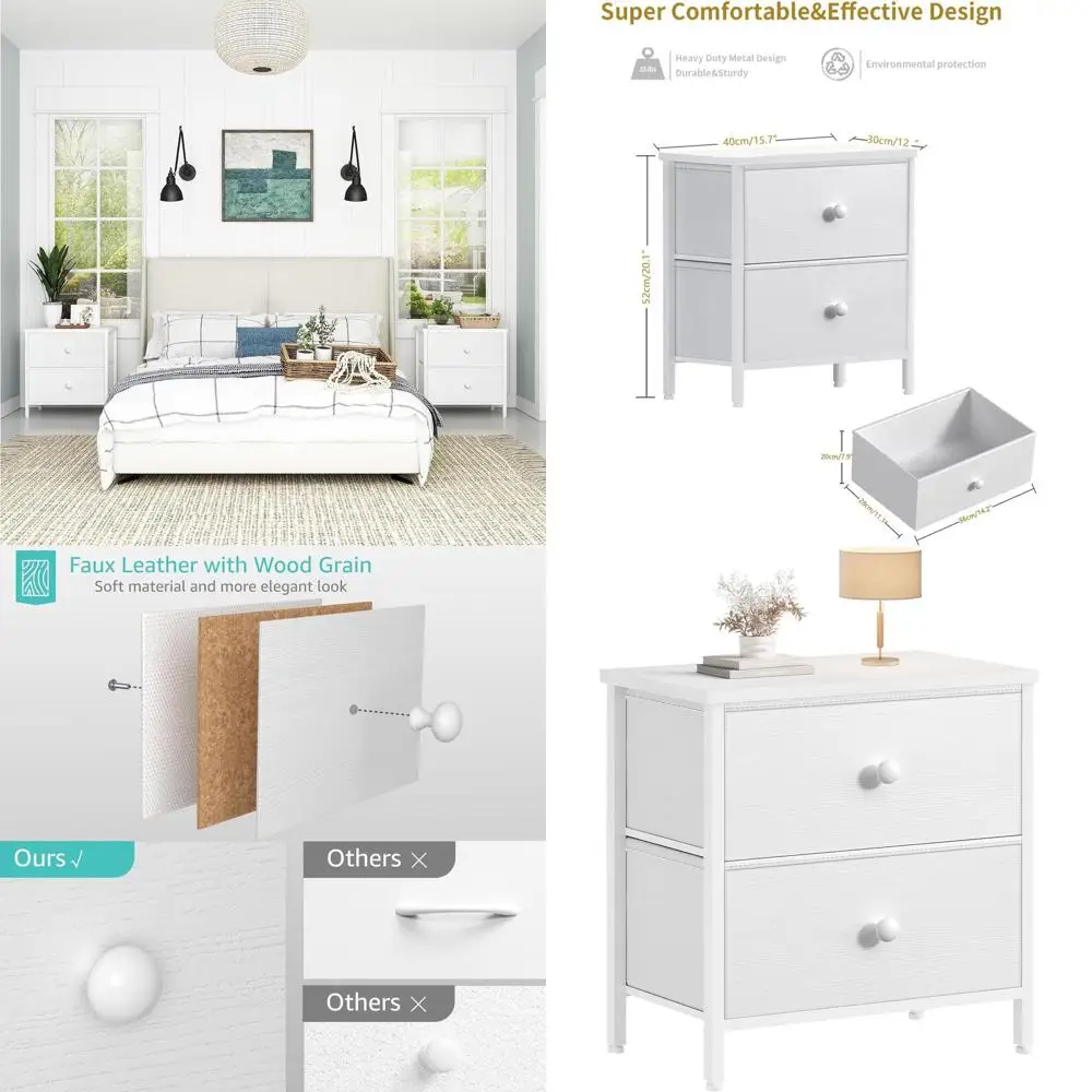 

Contemporary Fabric Drawer Nightstand for Bedroom, Compact End Table with Storage