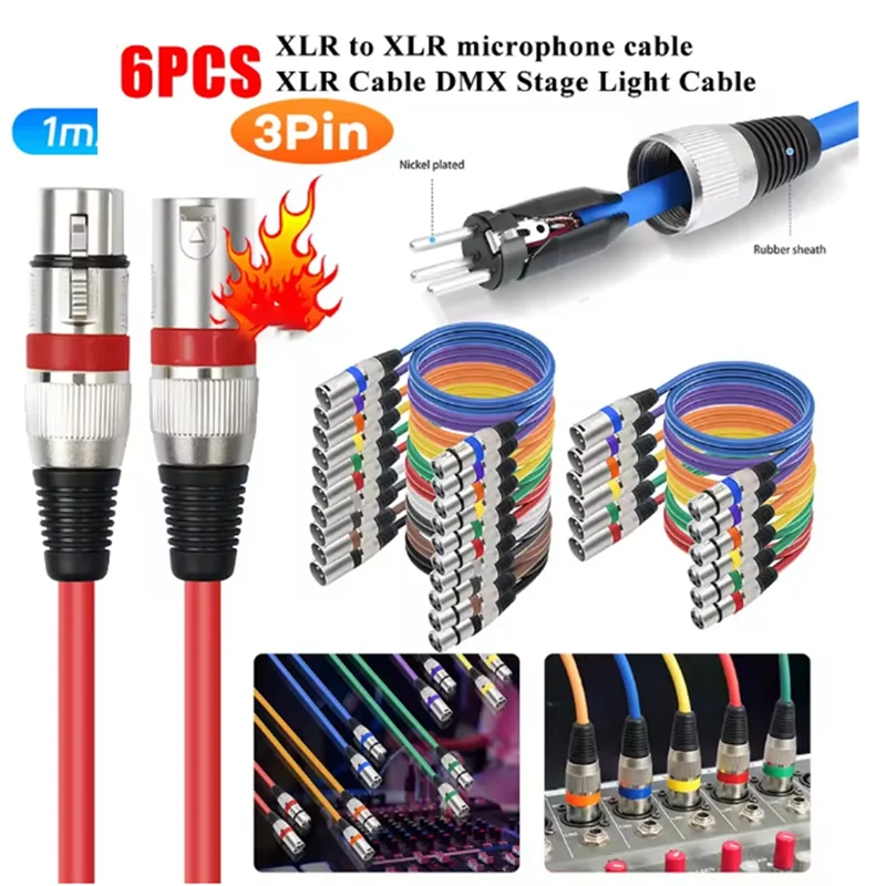 

【Livraison Rapide】1M XLR Cable Stage Light Cable 3Pin XLR Male To Female For Moving Head Light Spotlight Par Light Microphone Mi