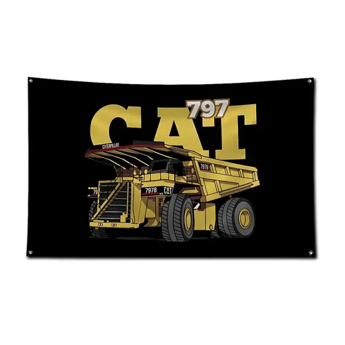 Caterpillar CAT 797 깃발, 폴리에스터 디지털 인쇄 배너, 차고 및 야외 장식, 건설 선풍기에 적합, 3x5 피트 