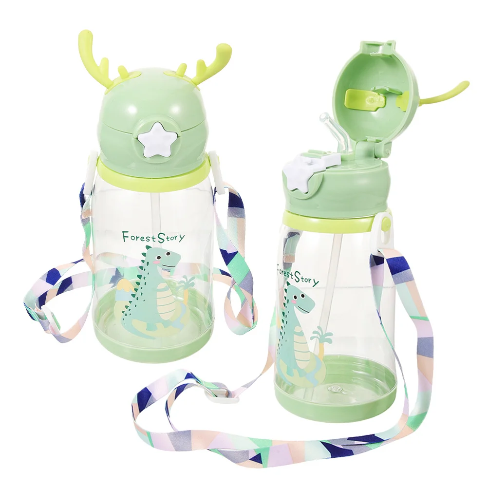 

2Pcs Kids Water Bottle Straw Lid Antler Shape Spill Proof Toddler Sippy Cup Large Capacity Portable Travel Outdoor School