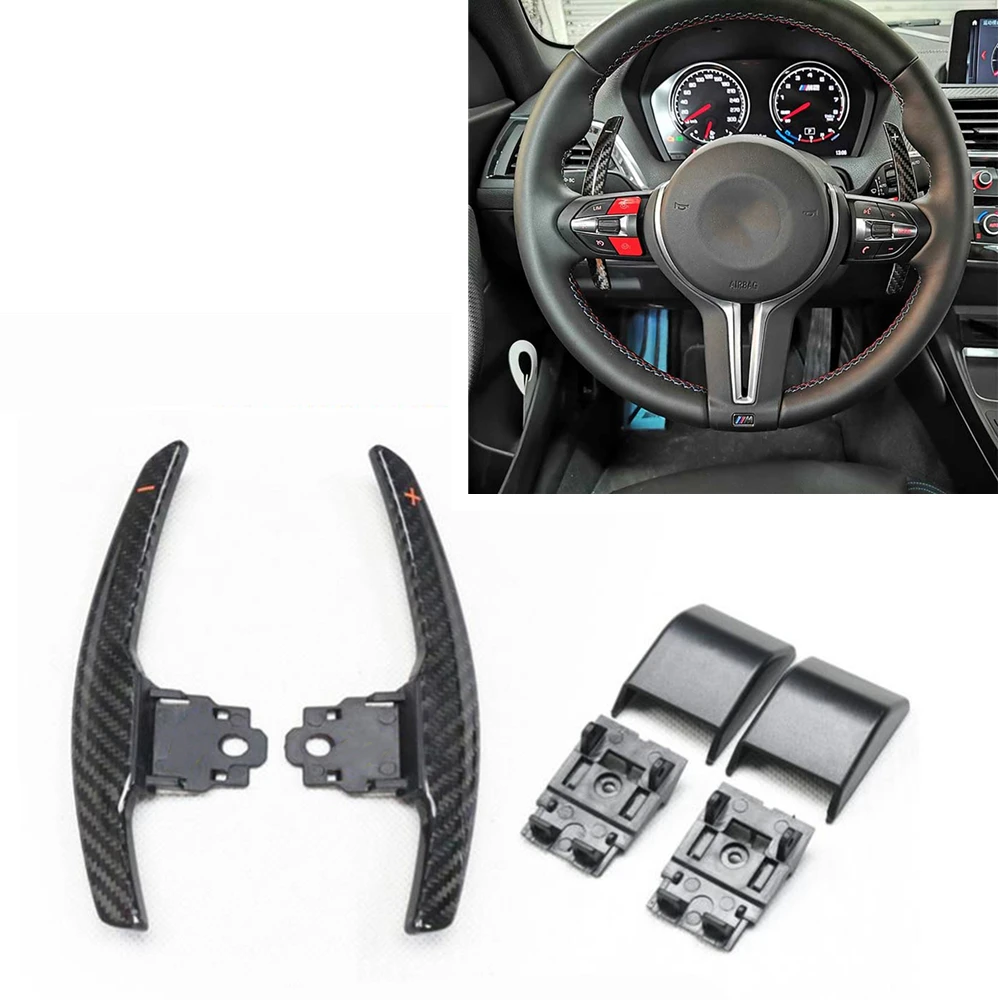 

Carbon Fiber Gear Steering Wheel Paddle Shift Extension Shifter Pad Cover Trim For BMW F10 F11 F87 M2 F80 M3 F10 M5 F12 X1 F48