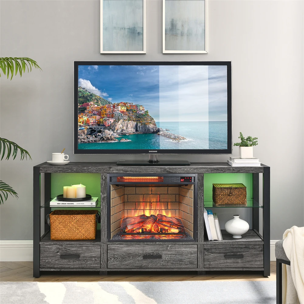 Electronic Fireplace Insert -woodlog Version Embedded Preventing False Touches 23 Inch Infrared Quartz Heater Mantelpiece