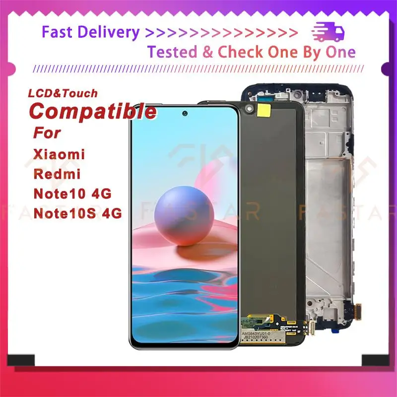 

Note10 4G 6.43"AMOLED For Redmi Note10 4G Note10S 4G LCD Display Digitizer Assembly Replacement Screen Note 10 Note 10S Frame