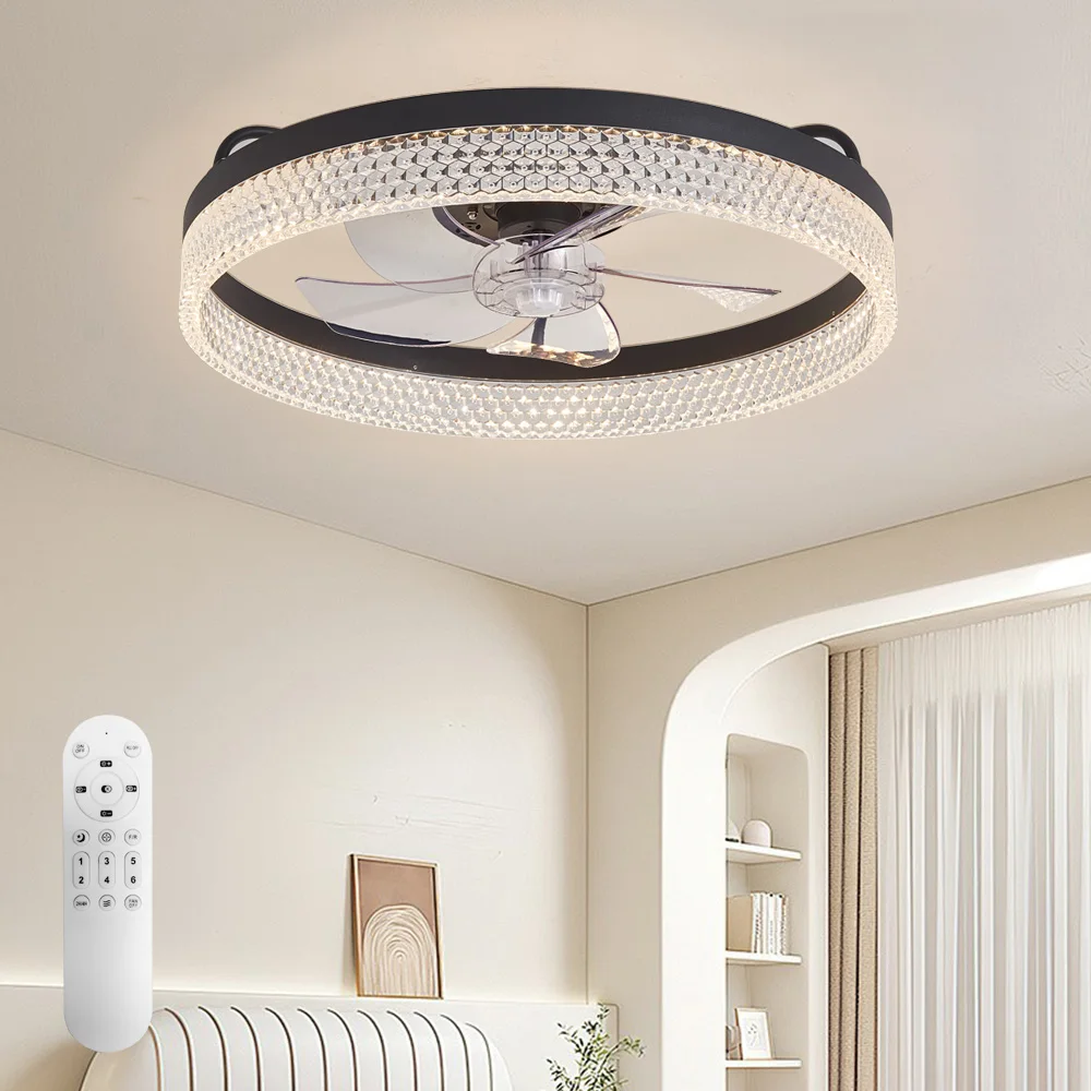 

Ceiling Fans with Lights and Remote LED Dimmable 6 speed Setting Ceiling Fan Light for Bedroom Electric fan with LED Lamp