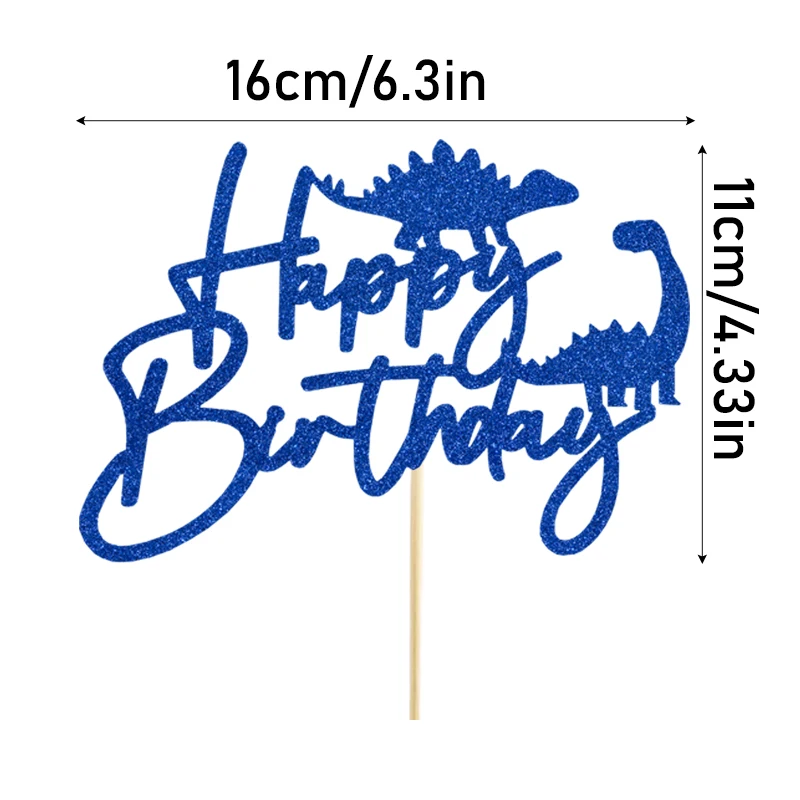 1 Stück Gold/Schwarz/Grün/Blau Dinosaurier Alles Gute zum Geburtstag Kuchen mit Dinosaurier Thema, Baby Dusche, Geburtstag Party Kuchen Dekoration Lieferungen – Detail 5