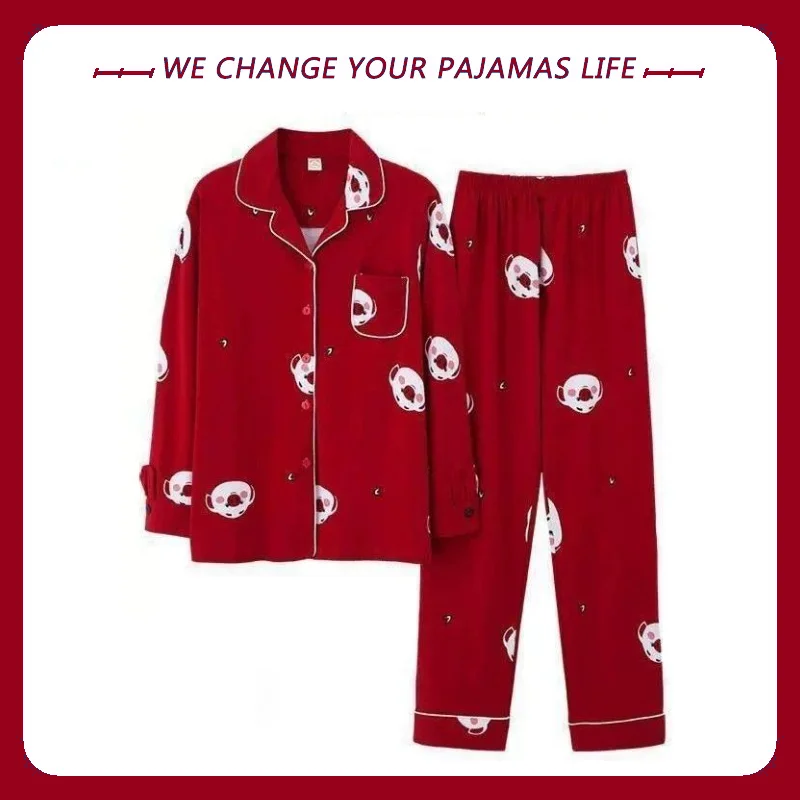 

Women's Cardigan Long Sleeve Pajamas Set Spring Autumn 2026 New Wearable Outside Loungewear