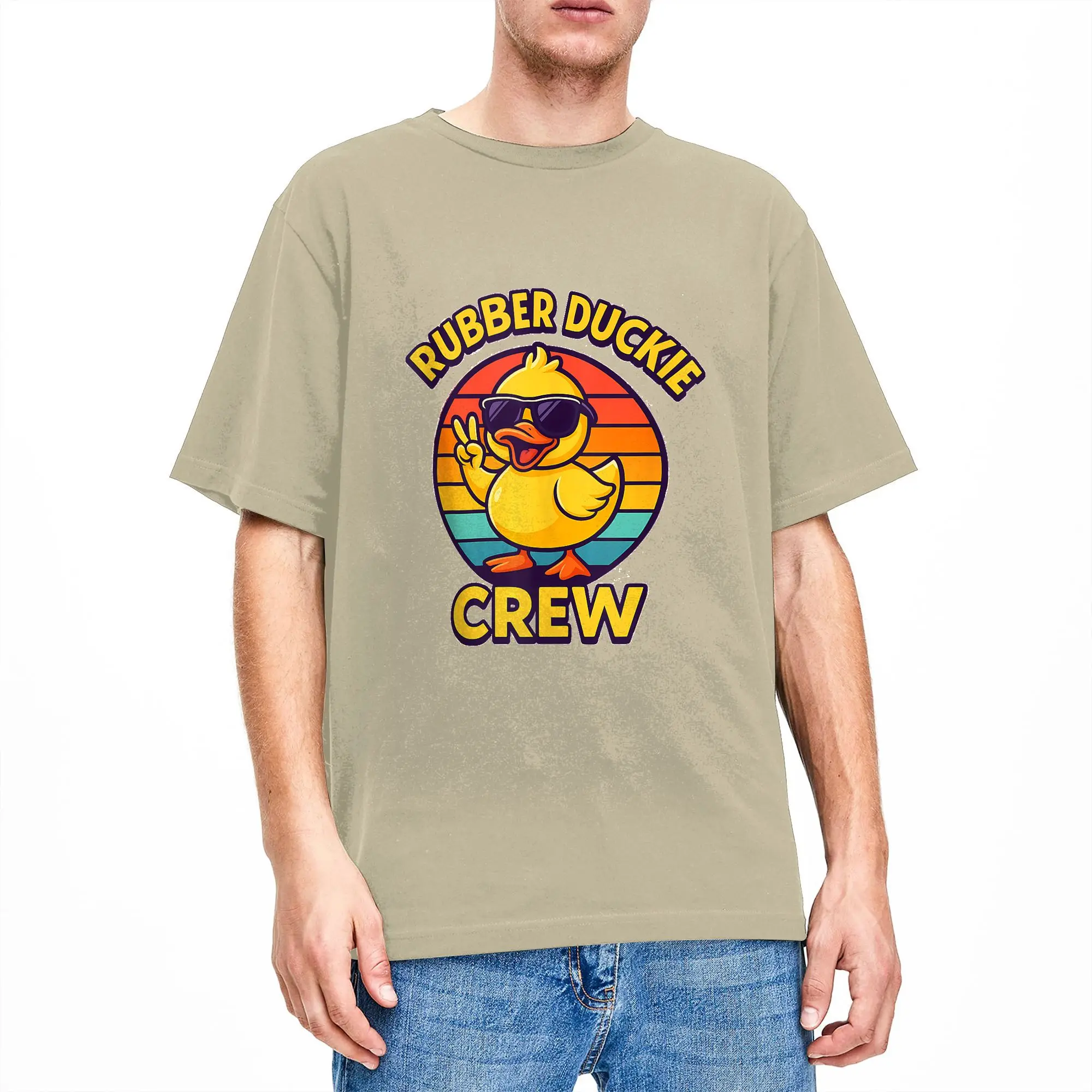 Rubber Duckie Crew Cool Duckling Yellow Rubber Duck Cotton T-Shirt For Mens Summer  Vintage T-Shirts Novelty Tees Oversized Tops