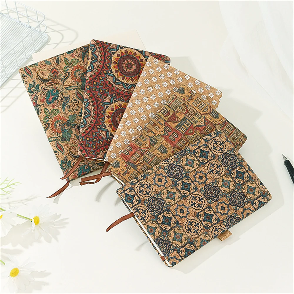 Retro Printed Cork Notebook Portable Pocket Notepad A5 Mini Notebooks Diary Planner Agenda School Organizer Stationery Office