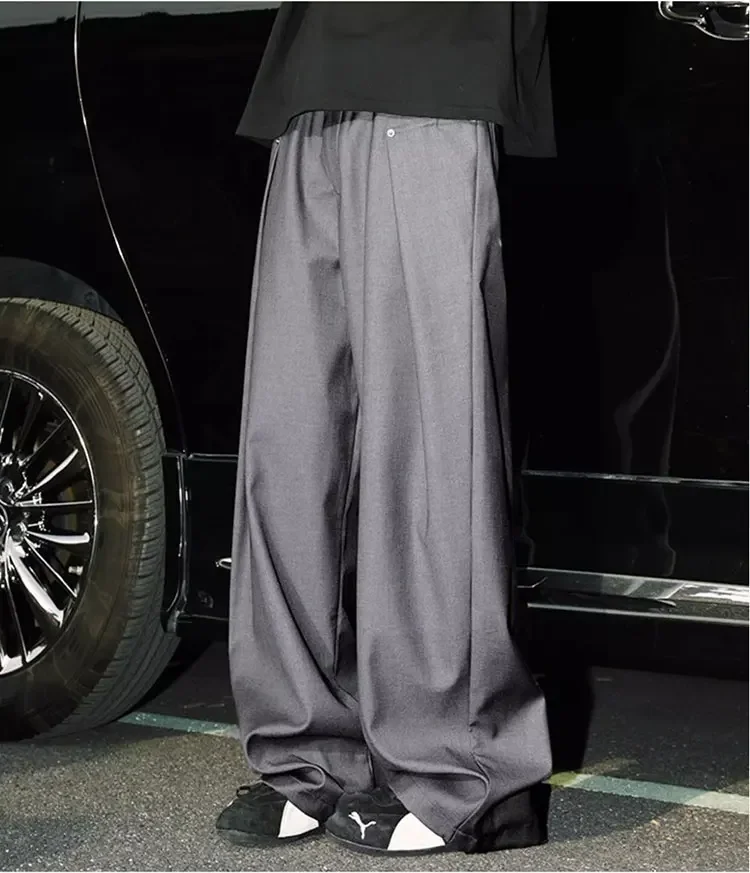 Frühling Casual Anzug Hosen Männer Volle Länge Gerade Büro Schwarz Grau Lose Breite Beine Formale Hosen Männer Hohe Qualität Anzug Hosen – Detail 7