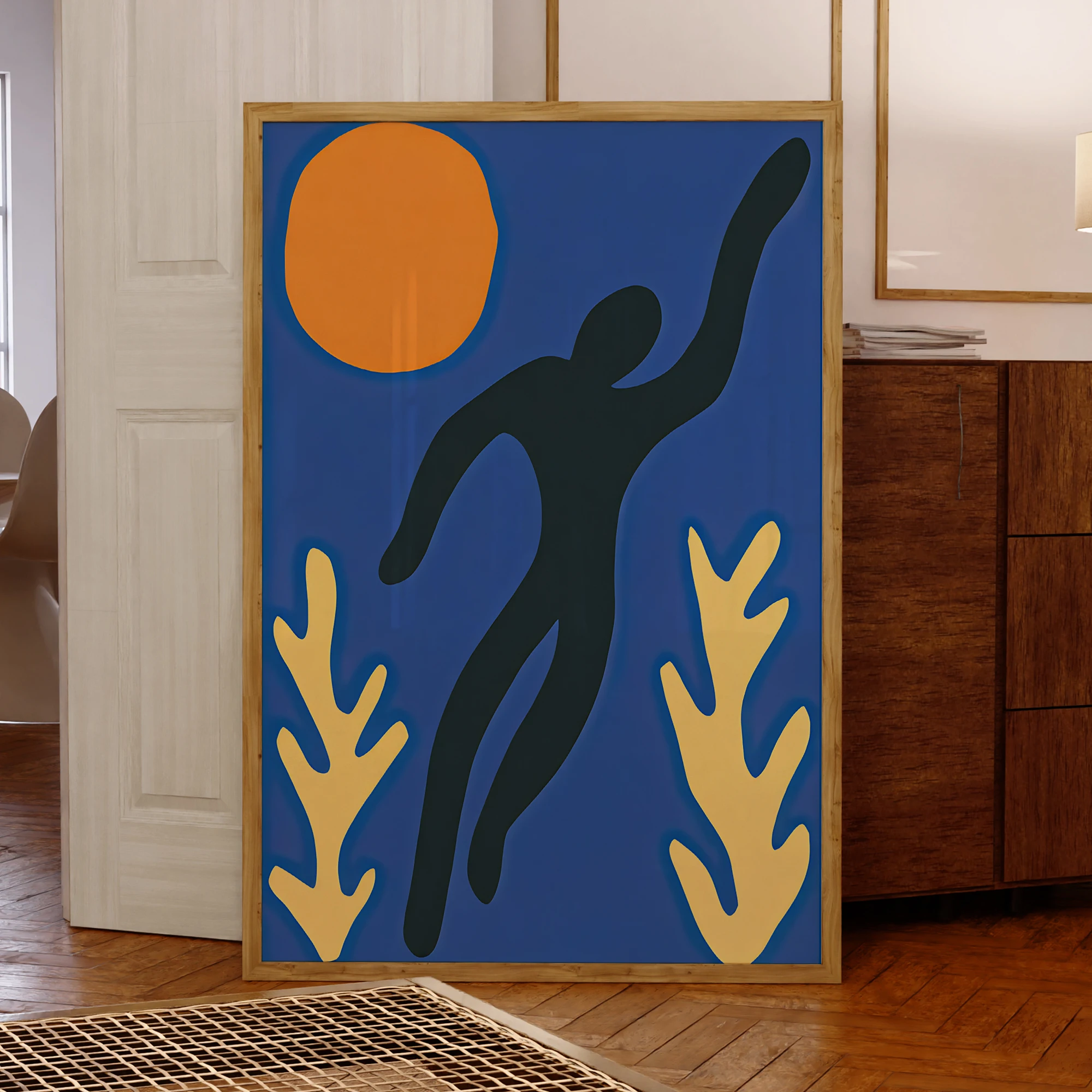 Black Dancer Under The Moon Wall Art Prints Canvas Painting 