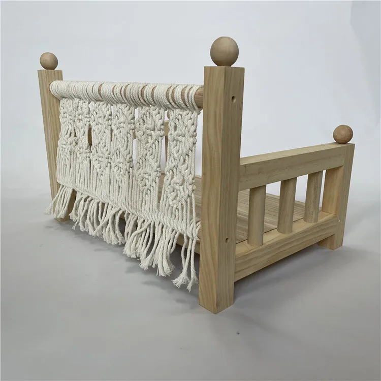 Houten Baby Kwastjes Bed Voor Pasgeboren Fotografie Rekwisieten Poseren Fotografie Ornamenten Rekwisieten Baby Shoot Fotoaccessoires