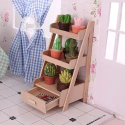 1:12 Scale Dollhouse Furniture Miniature Teatable Wood Stool Flower Rack Dolls Accessories Photography Props Scenery Model Toy
