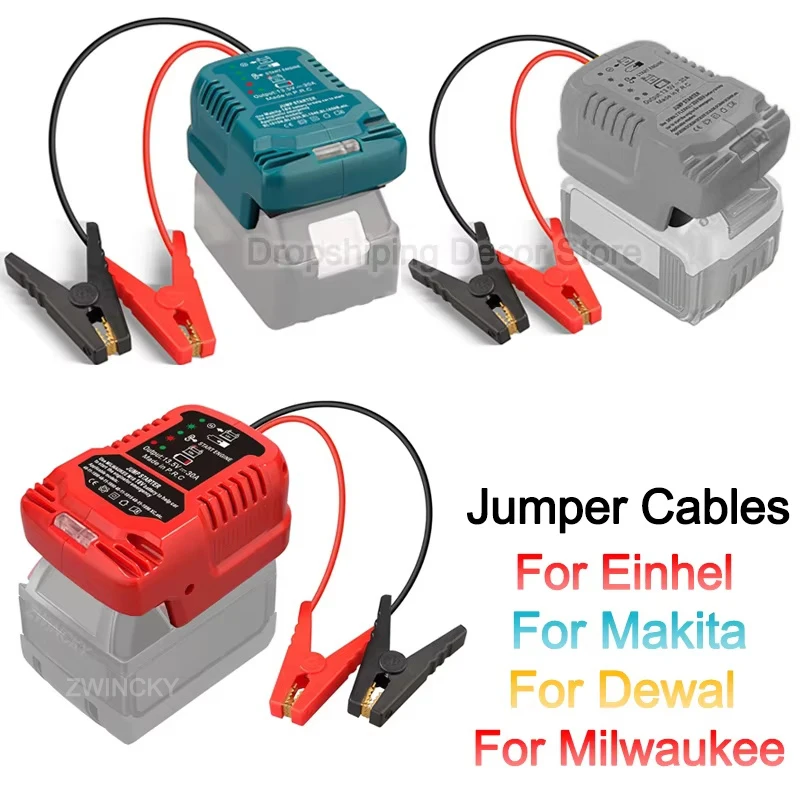 Car Jumper Cables For Makita/Dewal/Milwaukee/Einhel 18V Battery, Jump Starting Adapter Auto Booster Cable Car Igniter charger