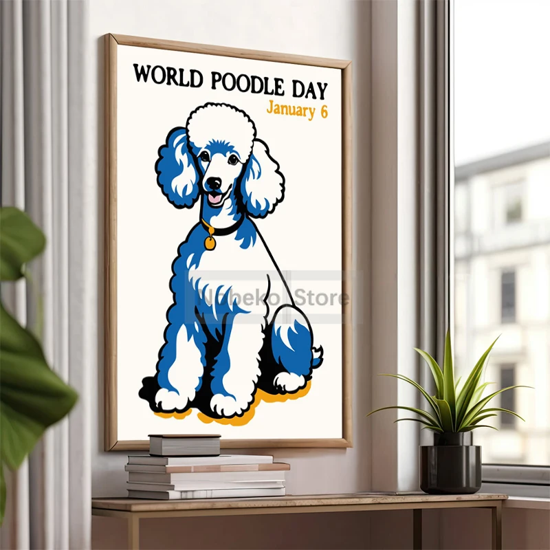 World Poodle Day Poster Cute Poodle Dogs Abstract Prints Canvas Painting Wall Art Pictures Home Living Room Modern Pets Decor