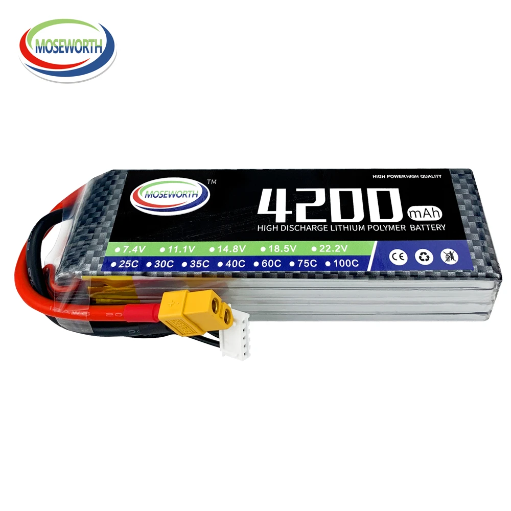 

2S 3S 4S 5S 6S RC Lipo Battery 4200mAh 7.4V 11.1V 14.8V 18.5V 22.2V 25C 30C 35C 40C 60C RC Toys LiPo Batteries RC Airplane Drone