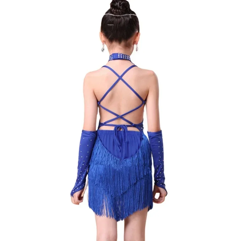 สาวเต้นรําชุดชุด Cha Cha ชุดเด็ก Tango กระโปรง Carnival สวมใส่ Dancewear Latin Salsa เครื่องแต่งกายพู่ชุดเต้นรํา