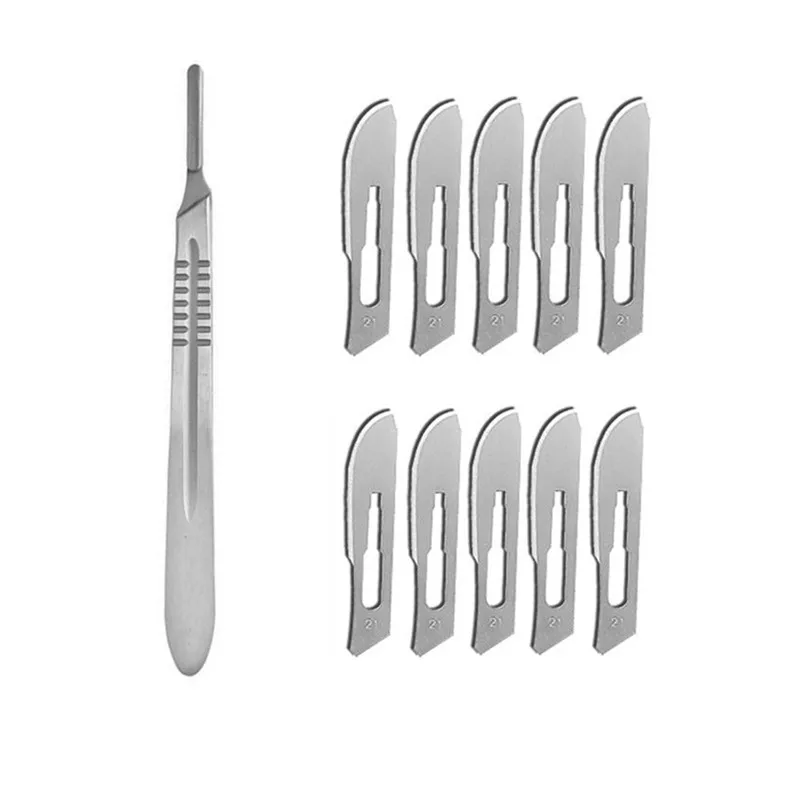 10 sztuk NO.21 ostrze ze stali węglowej + 1pc rękojeść noża zestaw rzeźba zestaw narzędzi do napraw do cięcia DIY naprawa PCB zwierząt skalpel narzędzi ręcznych