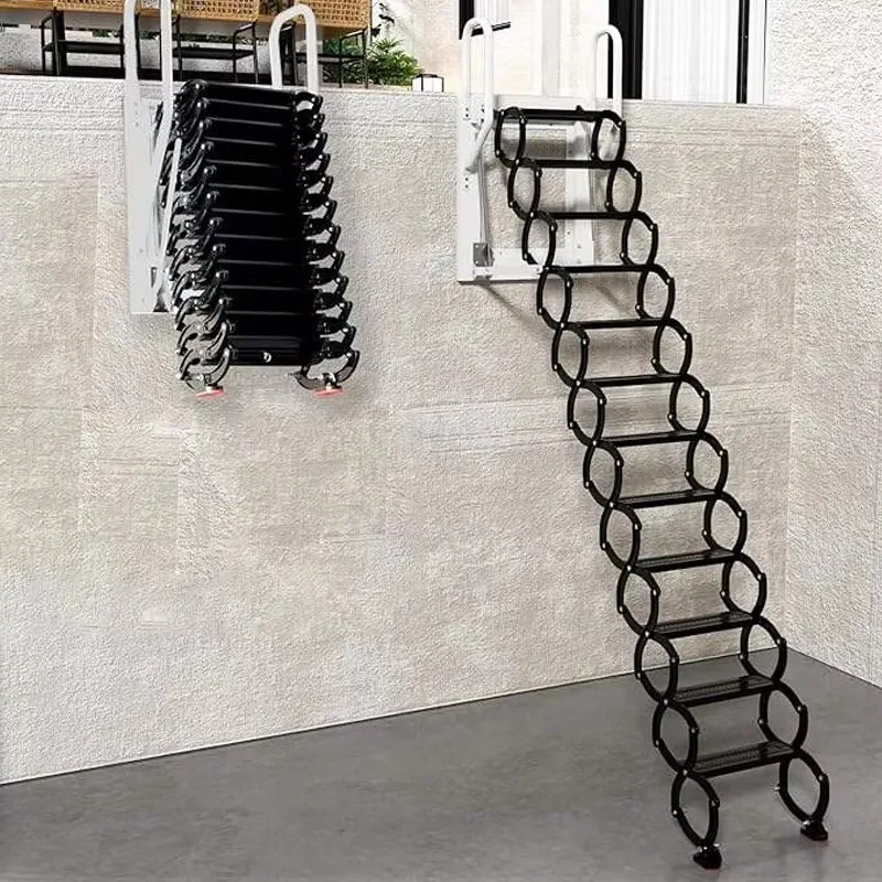 Customized Remote Control Automatic Lift Factory Direct Supply Steel Roof Folding Ladder Manually Pull Down Attic Stairs