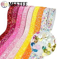 2/5Yards 38mm Sequin Lace Fabric Trim Ribbon Polyester Webbing DIY Handmade Dance Performance Dresses Decoration Accessories