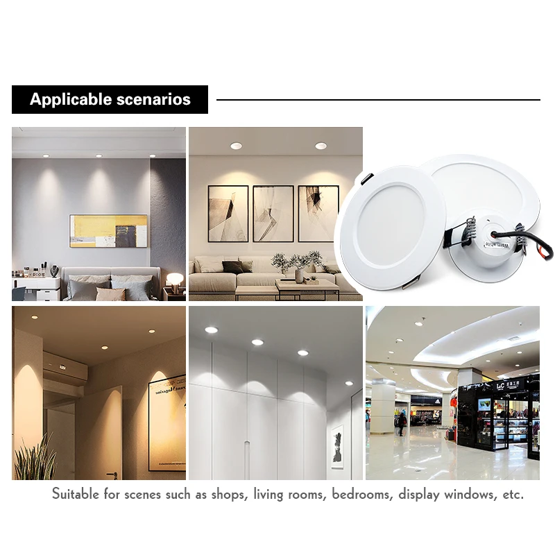 Imagem -06 - Luz de Teto Embutida Led Down Light Painel Redondo Spotlight Iluminação Interior 220v 3w 5w 7w 9w 12w 15w 10 Pcs