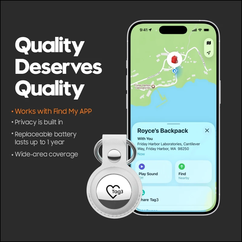 Smart Tracker Tag for Apple Find My Anti-Lost Locator with Sound Alert GPS for Keys Wallet Car Pets Only iOS iPhone iPad
