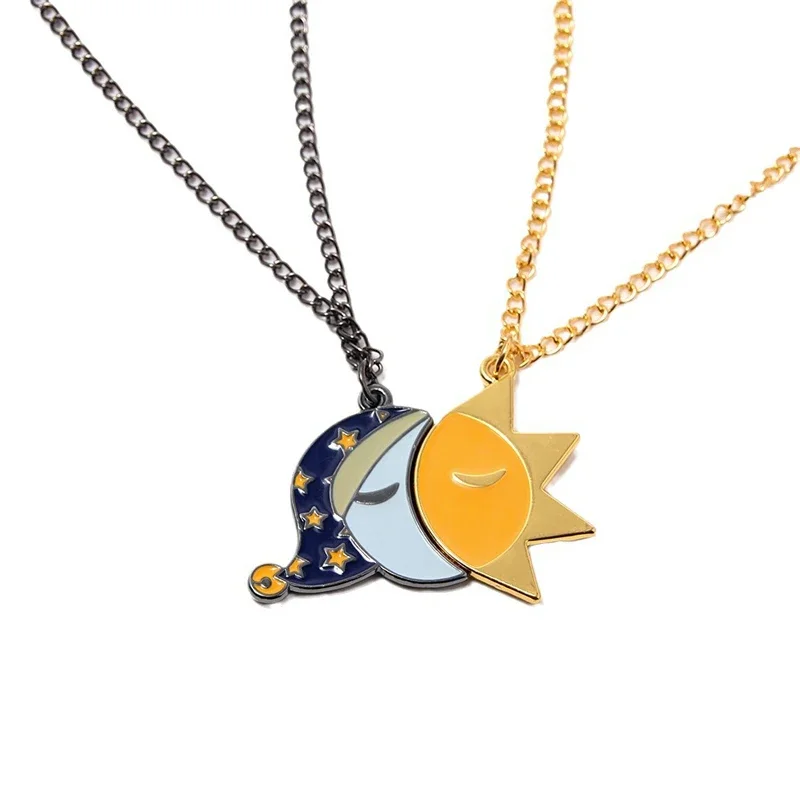 FNAF Kostümgeschenk Sonne & Mond Freundschaftshalskette Emaille Fnaf Schmuck – für Männer Frauen und Fans Kinder Mädchen Jungen