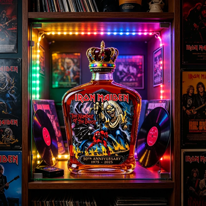 Iron Maiden Eddie Whiskey Bottle Decor Heavy Metal Fans Bar Home