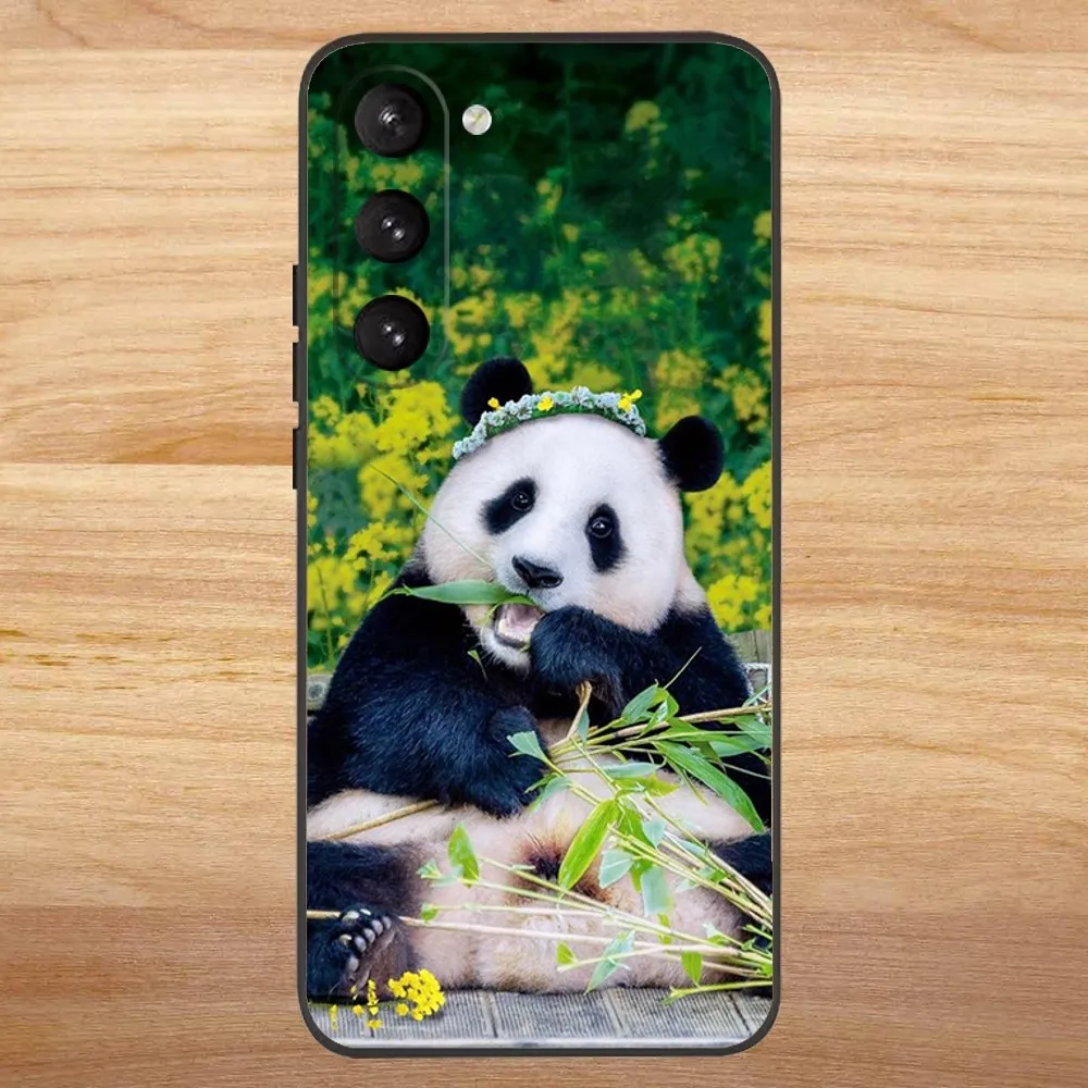 Panda FuBao Phone Case for SamsungS24,S23,S22,S21,S20 Ultra Pro S10,S30Plus,20 Ultra Black Cover