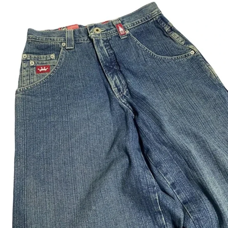 JNCO 자수 Y2K 의류 카고 바지, 남성 하이 퀄리티 청바지, 힙합 스트리트웨어, 헐렁한 청바지, 하라주쿠 빈티지 와이드 레그 청바지