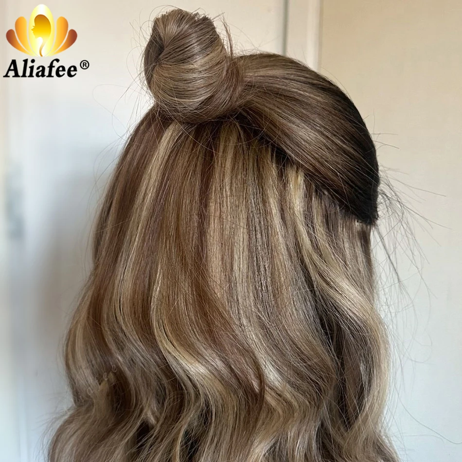 Balayage Highlight Wig Human Hair 13X6 Lace Frontal Wigs Pre Plucked Body Wave Lace Front Wigs for Women Blonde Human Hair Wigs