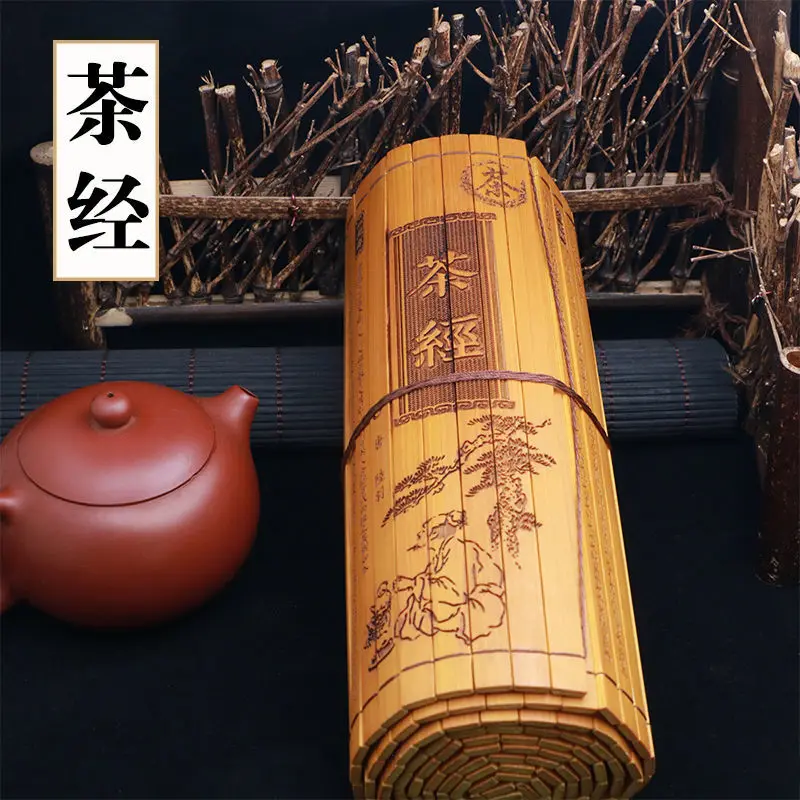 الخيزران المنسوجة نحت يدويا ربط موضوع زلات حروف الشاي سوترا الخيزران الديكور النمط القديم