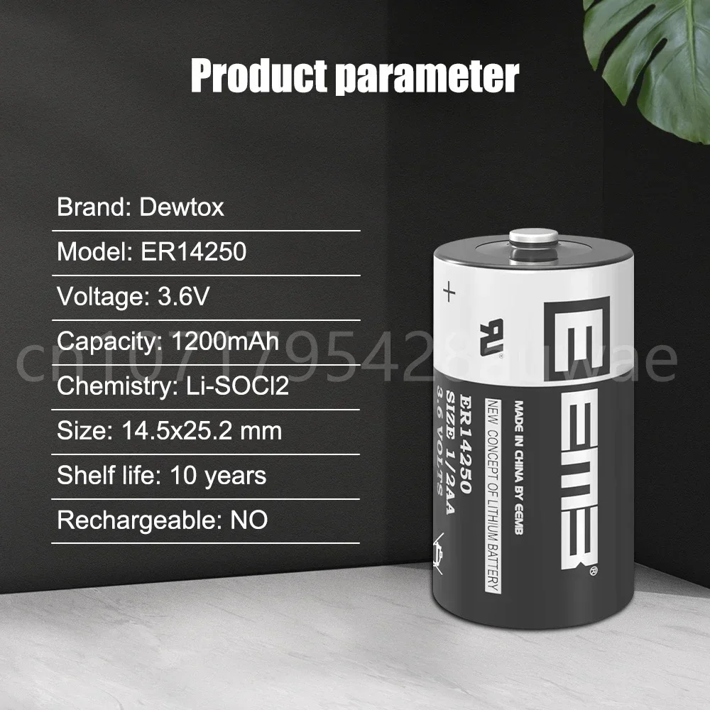 1PCS ER14250 ER 14250 CR14250 SL14250 1/2AA 3.6V 1200mAh PLC Industrial Lithium Battery Primary Battery for Camera