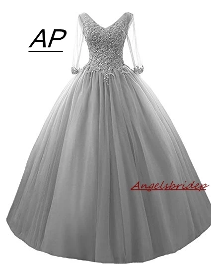 

ANGELSBRIDEP Muilt Colored Long Sleeves Quinceanera Dresses 15 Years Charming Appliques Full-Length Beads Puffly Debutante Gowns