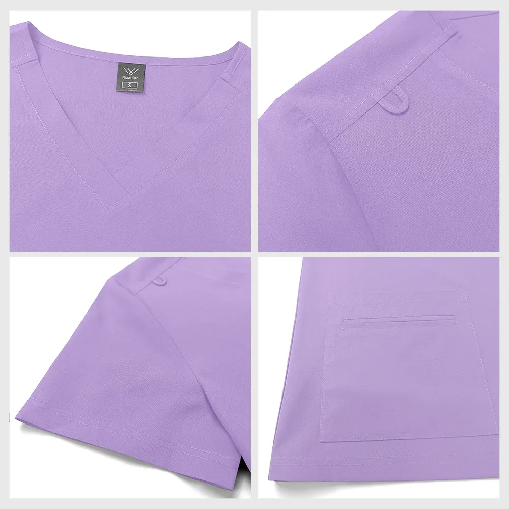 Uniforme de limpieza para mujer, Top médico ligero de manga corta, ropa de trabajo médica elástica, camisa de médico y enfermera para cirugía, clínica Dental