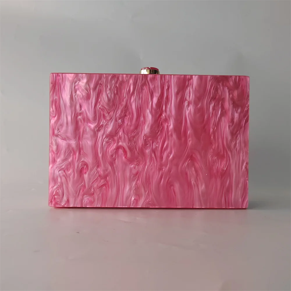 Pearl Marble Rose Red Lady Party Prom Handbag Casual Acrylic Evening Bag Chic Girls Clutch Purse Cute Summer Mini Flap Wallet