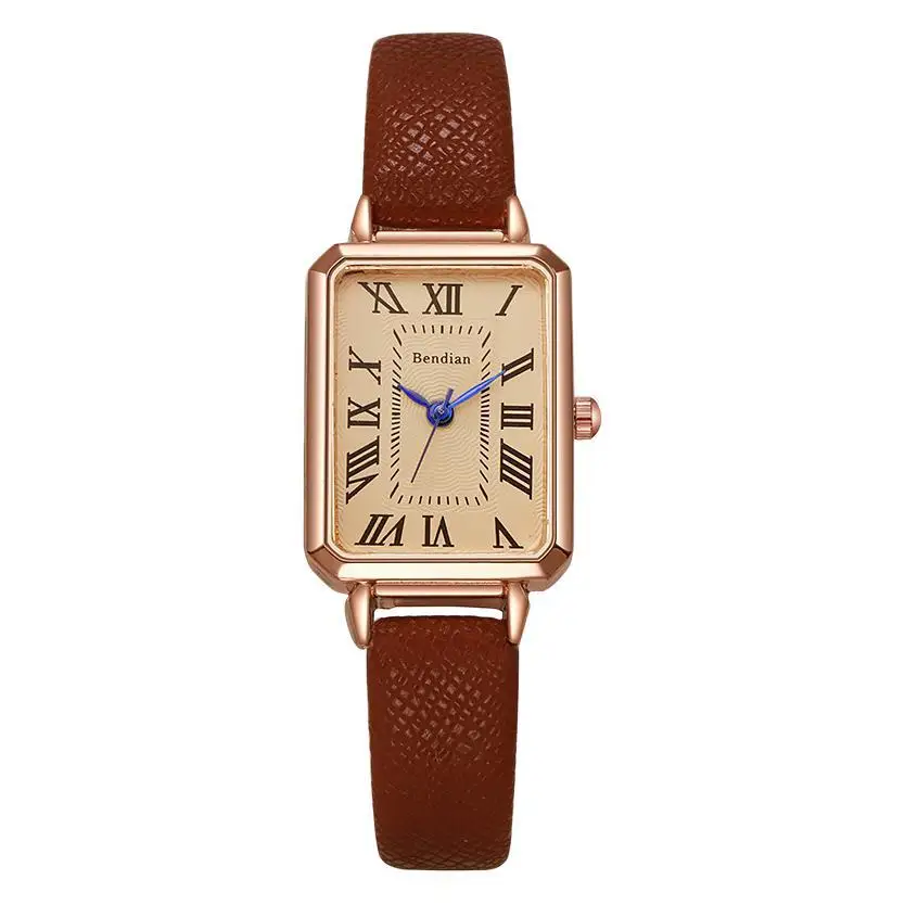 Reloj de cuarzo chapado en oro de lujo para mujer, reloj cuadrado de acero inoxidable para mujer de negocios, reloj de moda, reloj plegable de escala Simple