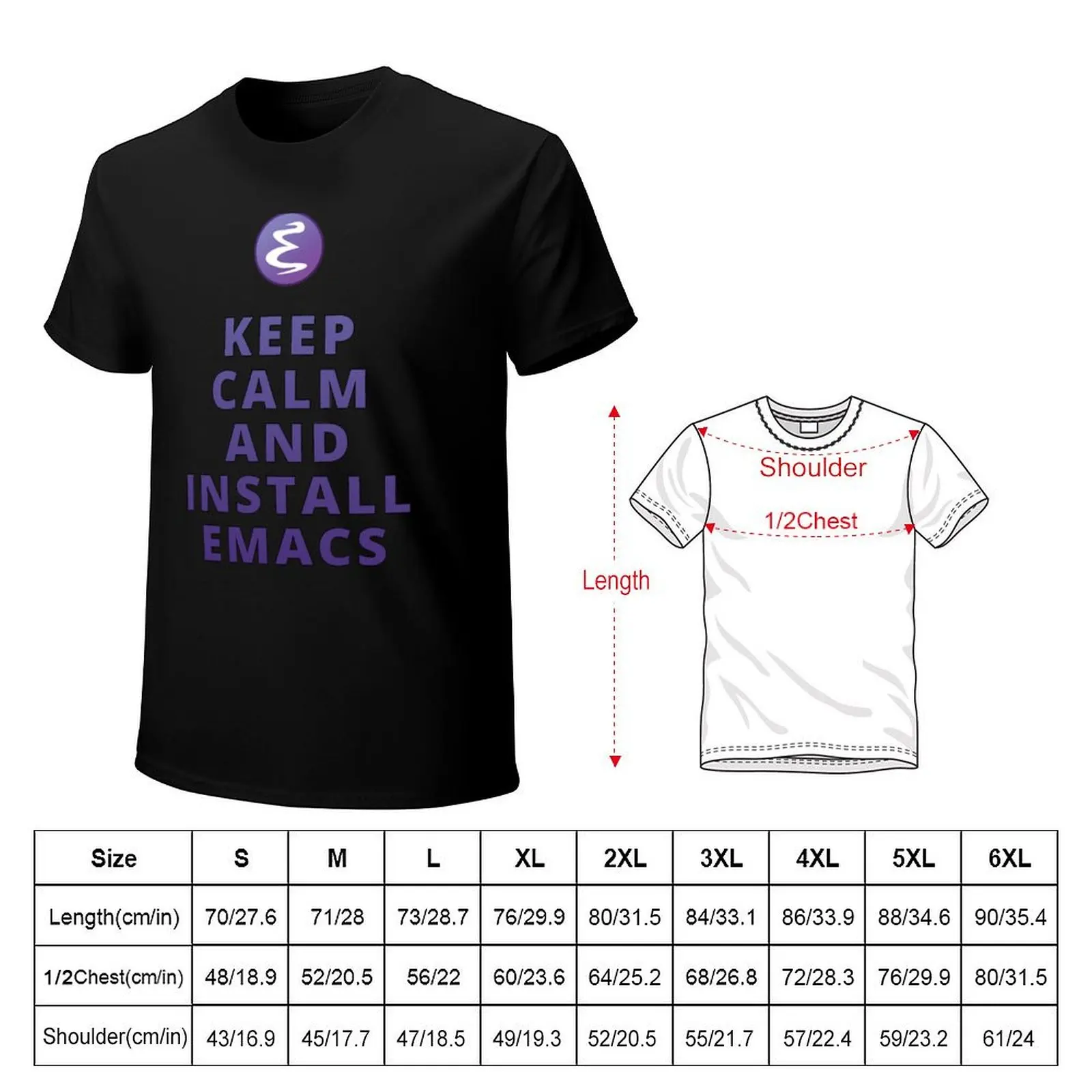 Keep Calm And Install Emacs T-Shirt Big Size Crew Neck T-Shirt