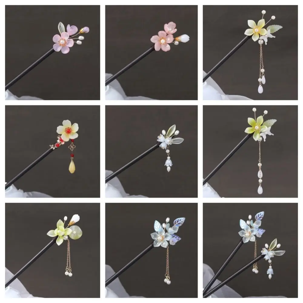 Headpieces Tassel Flower Hair Stick Wood Chinese Style Pearl Hair Stick Hair Accessories Hair Chopsticks Hanfu Hair Stick Ladies