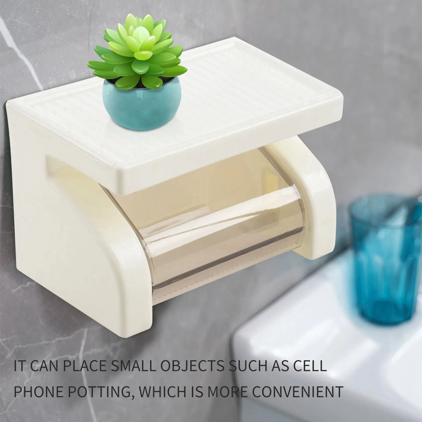 Waterproof Toilet Paper Holder Tissue Roll Stand Box with Shelf Rack Bathroom