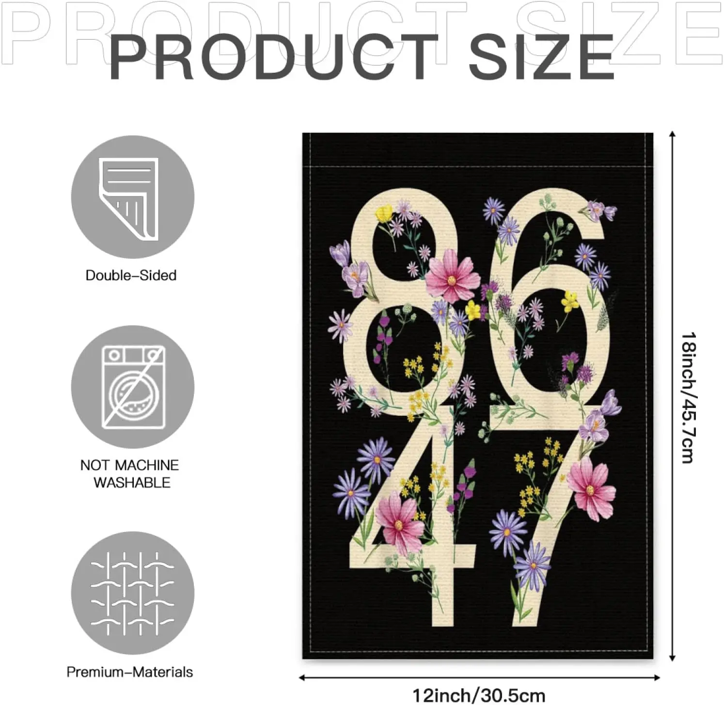 Retro Vintage 8647 Flower President Impeach 47 Garden Flags,12x18 in Double Sided Yard Flag Banner Tapestry Decorative Holid jjp