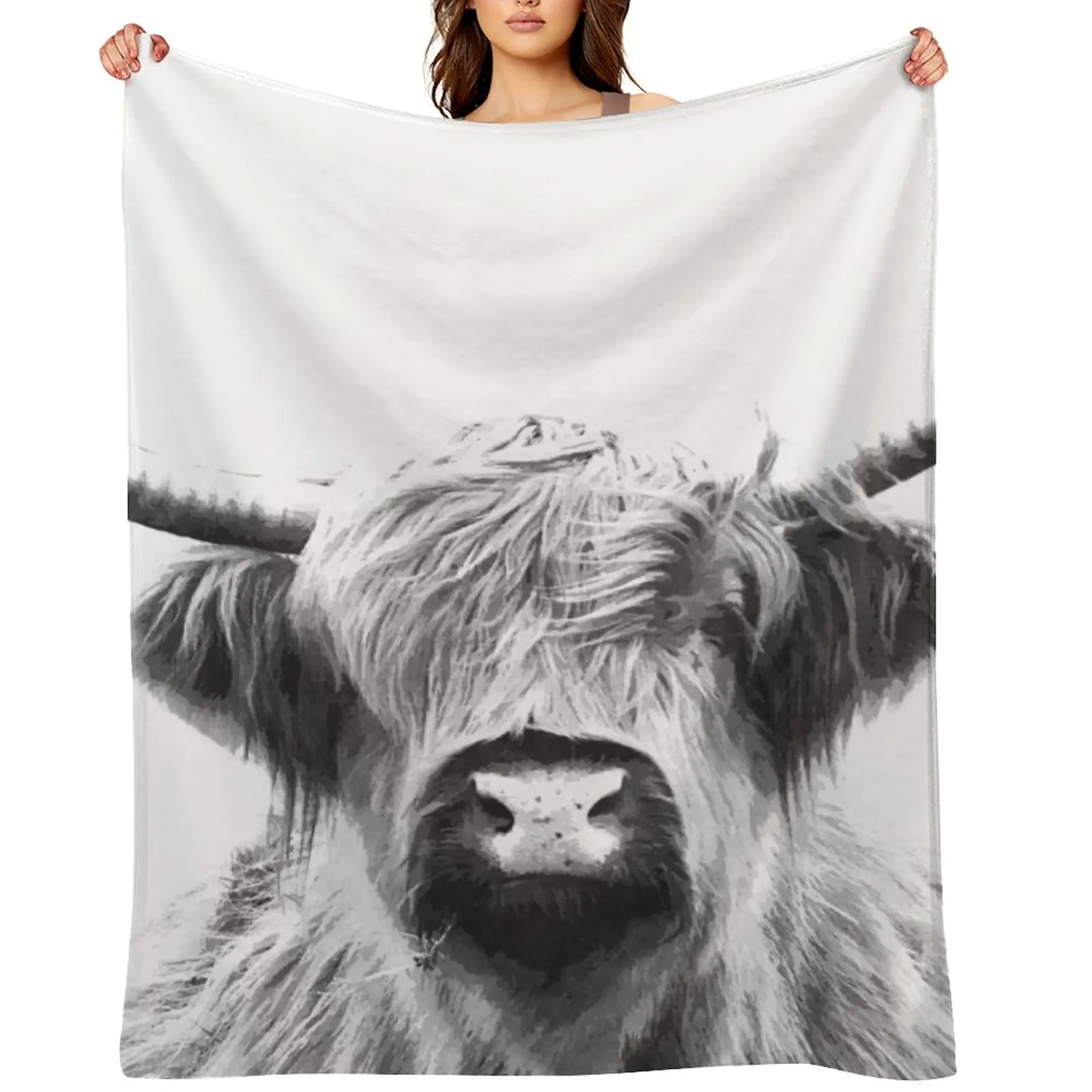 

Black and White Highland Cow Throw Blanket Comforter Sleeping Bag Quilt Thermal Blankets