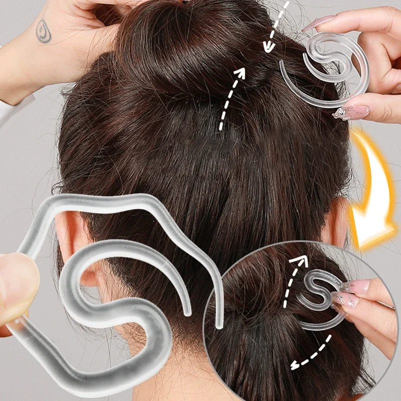 2PCS Invisible Hairpin Bun Transparent Hairstyle Women Traceless Hairsticks Head Fixed Clips Hairsticks Simple Hair Styling Tool