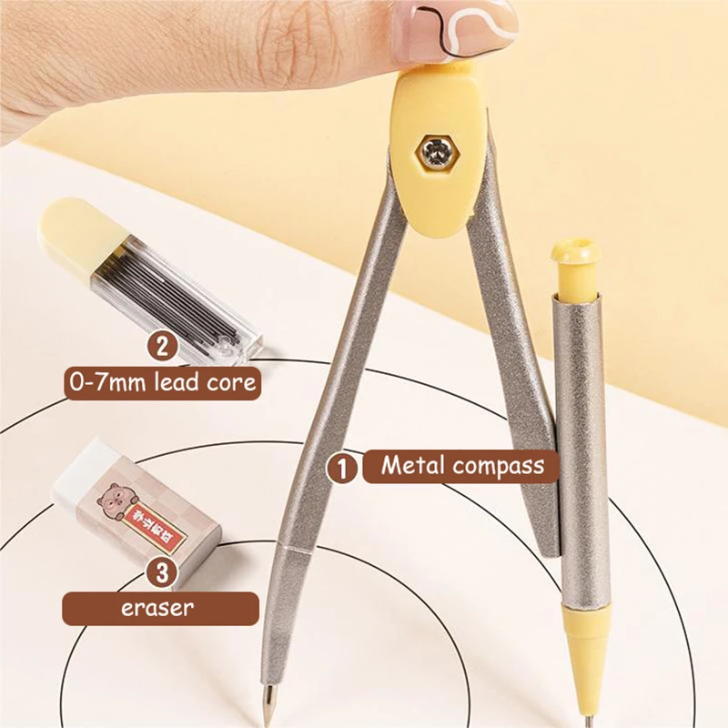 7Pcs Cartoon Cute Student Rulers Protractor Compass Clear Scale Precise Accurate Math Geometry Set Stationery School Supplies