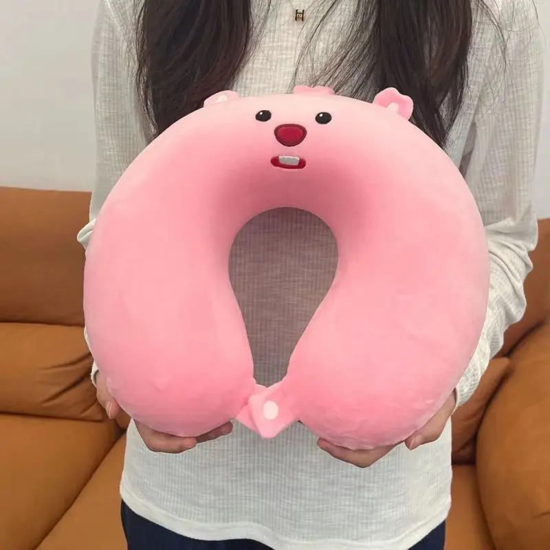 Loopy Small Beaver U-Shaped Pillow Memory Foam Rebound Super Soft Office Dormitory Neck Pillow Ruby Birthday Gift Women