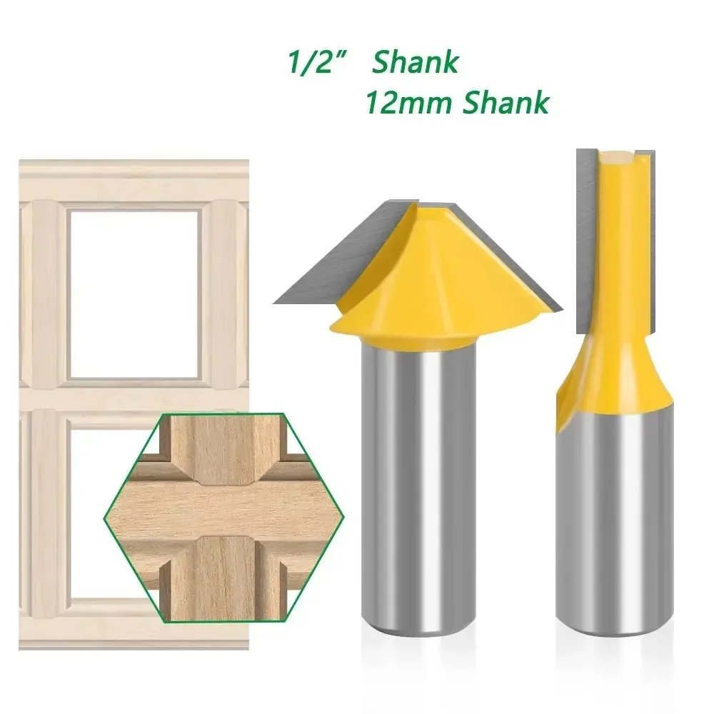 

2 шт. 12 мм 1/2 твердосплавные шиповые фрезы, нож с плоским дном, V-образные фрезы, фрезы для фрезерования деревянных дверей, окон