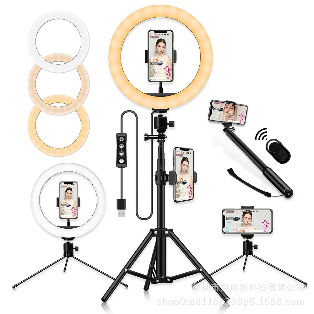 

LED Ring Light 10 Inch With Tripod Dimmable For Studio Fill Light YouTube Live Makeup Video Camera Phone Photography Lamp