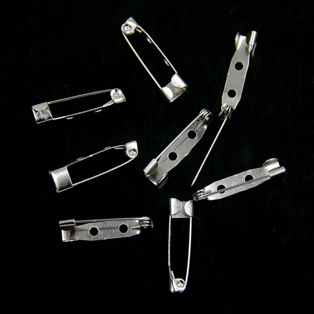 1500Pcs Silver Tone Brooches Back Bar Base Pins Charms Fashion Jewelry Making Finding 25x5mm